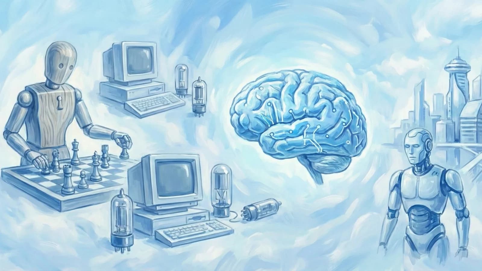 Het onstaan en de exponentiele groei van AI: Van houten schaakrobot tot digitale collega